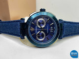 Versace Aion Chronograph Blue Dial Blue Leather Strap Watch for Men - VBR070017 Authentic Buy Shop Now
