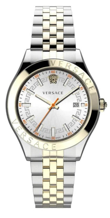Versace Hellenyium Quartz Silver Dial Two Tone Steel Strap Watch For Men - VEVK01121 Authentic Buy Shop Now