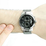 Guess Exec Chronograph Quartz Black Dial Silver Steel Strap Watch For Men - W0075G1 Authentic Buy Shop Now