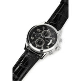 Guess Exec Chronograph Quartz Black Dial Black Leather Strap Watch for Men - W0076G1 Authentic Buy Shop Now