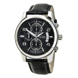 Guess Exec Chronograph Quartz Black Dial Black Leather Strap Watch for Men - W0076G1 Authentic Buy Shop Now