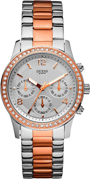 Guess Mini Spectrum Quartz Silver Dial Two Tone Steel Strap Watch For Women - W0122L1 Authentic Buy Shop Now