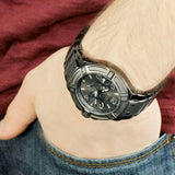 Guess Rigor Multifunction Black Dial Black Steel Strap Watch For Men - W0218G1 Authentic Buy Shop Now