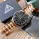 Guess BFF Multifunction Black Dial Rose Gold Steel Strap Watch for Women - W0231L7 Authentic Buy Shop Now