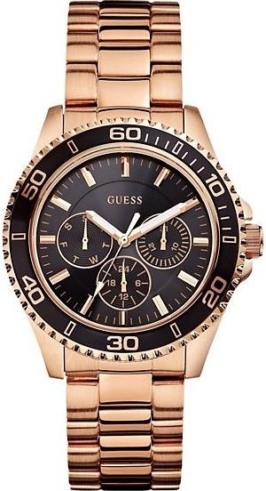 Guess BFF Multifunction Black Dial Rose Gold Steel Strap Watch for Women - W0231L7 Authentic Buy Shop Now