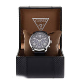 Guess Horizon Chronograph Quartz Black Dial Blue Leather Strap Watch For Men - W0380G3 Authentic Buy Shop Now