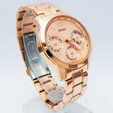 Guess Mini Sunrise Chronograph Quartz Rose Gold Dial Rose Gold Steel Strap Watch For Women - W0448L3 Authentic Buy Shop Now