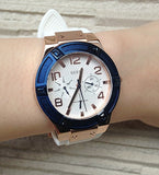 Guess Jet Setter White Dial White Rubber Strap Watch for Women - W0564L1 Authentic Buy Shop Now