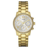 Guess Mini Sunrise Diamonds Silver Dial Gold Steel Strap Watch for Women - W0623L3 Authentic Buy Shop Now