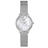 Guess Chelsea Mother of Pearl White Dial Silver Mesh Strap Watch For Women - W0647L1 Authentic Buy Shop Now