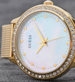 Guess Chelsea Mother of Pearl White Dial Gold Mesh Strap Watch For Women - W0647L3 Authentic Buy Shop Now