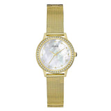 Guess Chelsea Mother of Pearl White Dial Gold Mesh Strap Watch For Women - W0647L3 Authentic Buy Shop Now