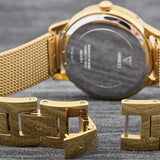 Guess Chelsea Mother of Pearl White Dial Gold Mesh Strap Watch For Women - W0647L3 Authentic Buy Shop Now