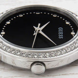 Guess Chelsea Crystals Black Dial Silver Mesh Bracelet Watch For Women - W0647L5 Authentic Buy Shop Now