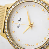 Guess Chelsea Crystals Mother of Pearl White Dial Gold Mesh Bracelet Watch For Women - W0647L7 Authentic Buy Shop Now
