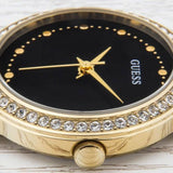 Guess Chelsea Crystals Black Dial Gold Mesh Bracelet Watch For Women - W0647L8 Authentic Buy Shop Now