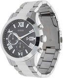 Guess Atlas Chronograph Black Dial Silver Steel Strap Watch For Men - W0668G3 Authentic Buy Shop Now