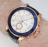 Guess Pinnacle Chronograph White Dial Blue Leather Strap Watch For Men - W0673G6 Authentic Buy Shop Now