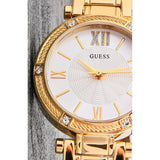 Guess Park Ave South Analog White Dial Gold Steel Strap Watch For Women - W0767L2 Authentic Buy Shop Now
