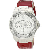 Guess Limelight Quartz Diamonds White Dial Red Leather Strap Watch For Women - W0775L11 Authentic Buy Shop Now