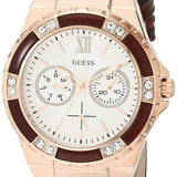 Guess Limelight Analog White Dial Brown Leather Strap Watch For Women - W0775l14 Authentic Buy Shop Now
