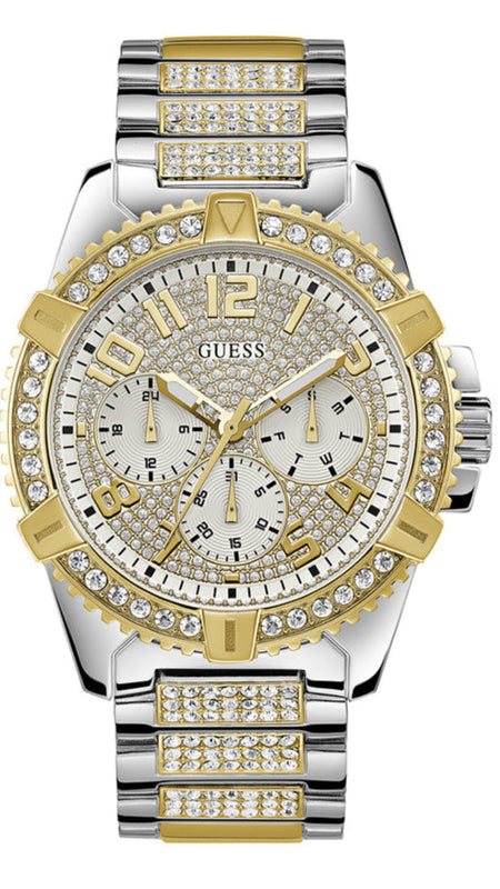 Guess Frontier Chronograph Crystals Silver Dial Two Tone Steel Strap Watch for Men - W0799G4 Authentic Buy Shop Now