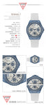 Guess Starlight Diamonds Silver Dial White Rubber Strap Watch for Women - W0846L7 Authentic Buy Shop Now