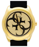 Guess G Twist Gold Dial Black Leather Strap Watch for Women - W0911L3 Authentic Buy Shop Now