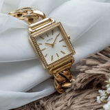 Guess Vanity Diamonds Silver Dial Gold Steel Strap Watch for Women - W1030L4 Authentic Buy Shop Now