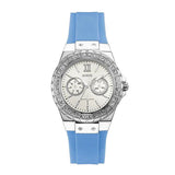 Guess Limelight Crystals White Dial Blue Rubber Strap Watch for Women - W1053L5 Authentic Buy Shop Now