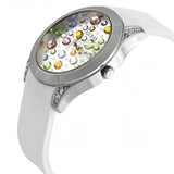 Guess Wanderlust Crystals Silver Dial White Rubber Strap Watch For Women - W1059L3 Authentic Buy Shop Now