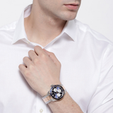 Guess Odyssey Blue Dial Two Tone Steel Strap Watch For Men - W1107G3 Authentic Buy Shop Now