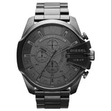 Diesel Mega Chief Chronograph Grey Dial Grey Steel Strap Watch for Men - DZ4282 Authentic Buy Shop Now