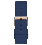 Guess Solar White Rose Gold Dial Blue Rubber Strap Watch For Women - W1135L3 Authentic Buy Shop Now