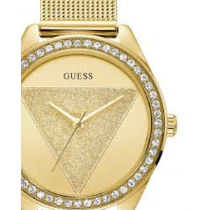 Guess Tri Glitz Quartz Diamonds Gold Dial Gold Mesh Bracelet Watch For Women - W1142L2 Authentic Buy Shop Now