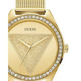 Guess Tri Glitz Quartz Diamonds Gold Dial Gold Mesh Bracelet Watch For Women - W1142L2 Authentic Buy Shop Now