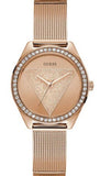 Guess Tri Glitz Quartz Diamonds Rose Gold Dial Rose Gold Mesh Bracelet Watch For Women - W1142L4 Authentic Buy Shop Now