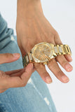 Guess Frontier Diamonds Gold Dial Gold Steel Strap Watch For Women - W1156L2 Authentic Buy Shop Now