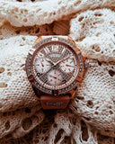 Guess Frontier Diamonds Rose Gold Dial Pink Rubber Strap Watch For Women - W1160L5 Authentic Buy Shop Now
