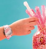 Guess Crush Crystals Silver Dial Pink Rubber Strap Watch for Women - W1223L1 Authentic Buy Shop Now