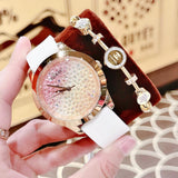 Guess Crush Crystals Gold Dial White Rubber Strap Watch for Women - W1223L3 Authentic Buy Shop Now