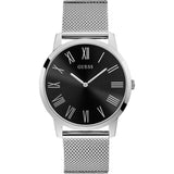 Guess Analog Black Dial Silver Mesh Bracelet Watch for Men - W1263G1 Authentic Buy Shop Now