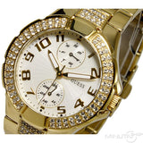 Guess Mini Prism Diamonds White Dial Gold Steel Strap Watch for Women - W15072L1 Authentic Buy Shop Now