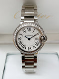 Cartier Ballon Bleu De Cartier Diamonds White Dial Silver Steel Strap Watch for Women - W4BB0015 Authentic Buy Shop Now