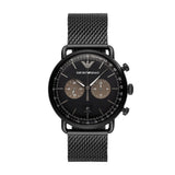 Emporio Armani Aviator Black Dial Black Mesh Bracelet Watch For Men - AR11142 Authentic Buy Shop Now