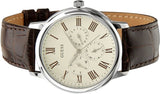 Guess Wafer Quartz White Dial Brown Leather Strap Watch For Men - W70016G2 Authentic Buy Shop Now