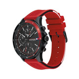 Tommy Hilfiger Multifunction Quartz Black Dial Red Rubber Strap Watch for Men - 1791722 Authentic Buy Shop Now