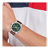 Tommy Hilfiger Lars Chronograph Green Dial Brown Leather Strap Watch For Men - 1792064 Authentic Buy Shop Now