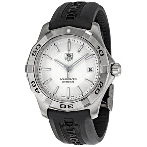 Tag Heuer Aquaracer Caliber 5 White Dial Black Rubber Strap Watch for Men - WAY2111.FT8021 Authentic Buy Shop Now