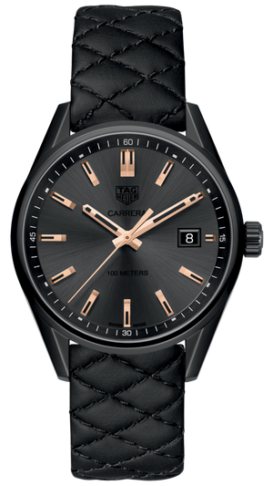 Tag Heuer Carrera Special Edition Black Dial Black Leather Strap Watch for Women - WAR1113.FC6392 Authentic Buy Shop Now